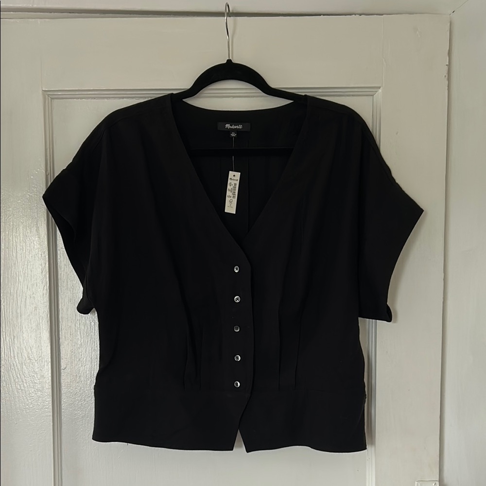 Madewell Pleated Short Sleeve Blouse